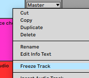 Freeze tracks menu