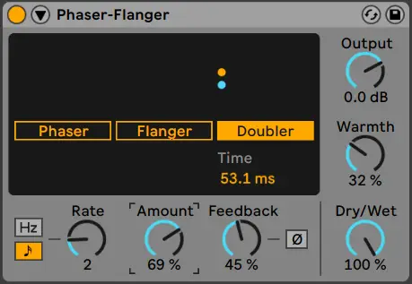 Ableton's flanger and phaser have been merged into one device.