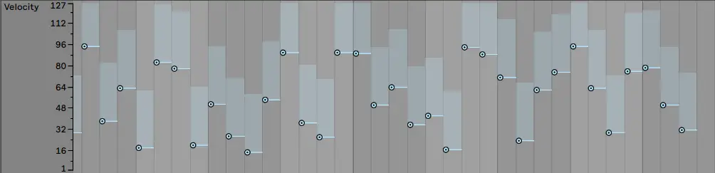 MIDI note velocity randomization and range in Ableton Live 11