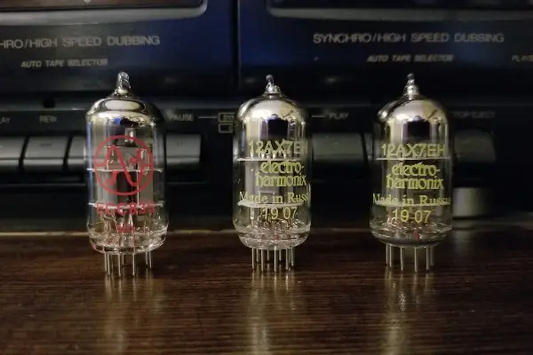 Three preamp tubes, two 12AX7 and one ECC835