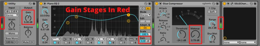 Different amplification points in an Ableton track 