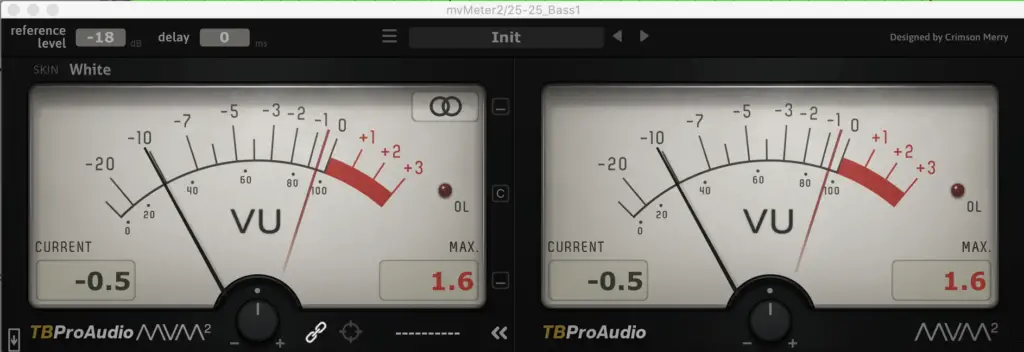 TBProAudios free Vu meter for gain staging between plugins