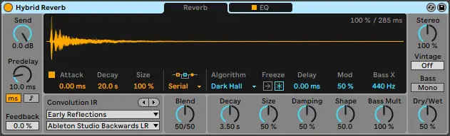 Ableton Live's Hybrid Reverb plugin