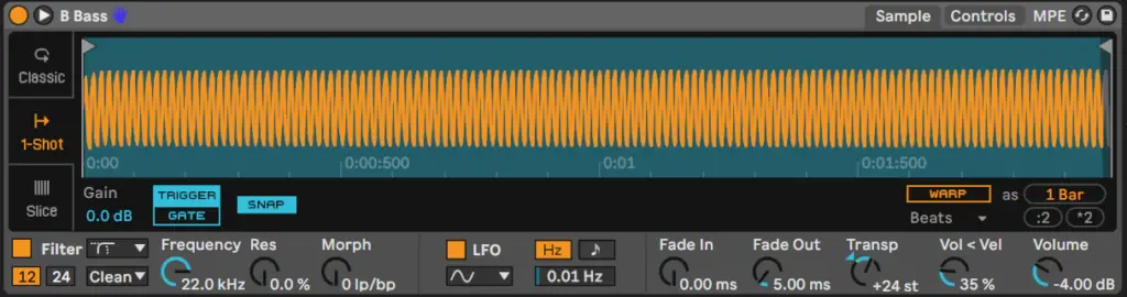 One-shot Mode in Ableton Lives Simpler device