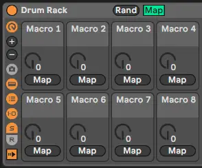 Mapping macros in Drum Rack
