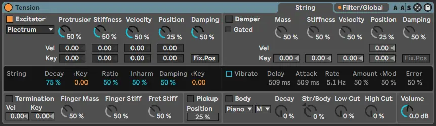 Ableton Tension device view
