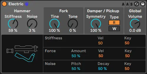 Ableton Electric with the Hammer section highlighted