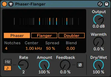 Ableton Phaser-Flanger in phaser mode